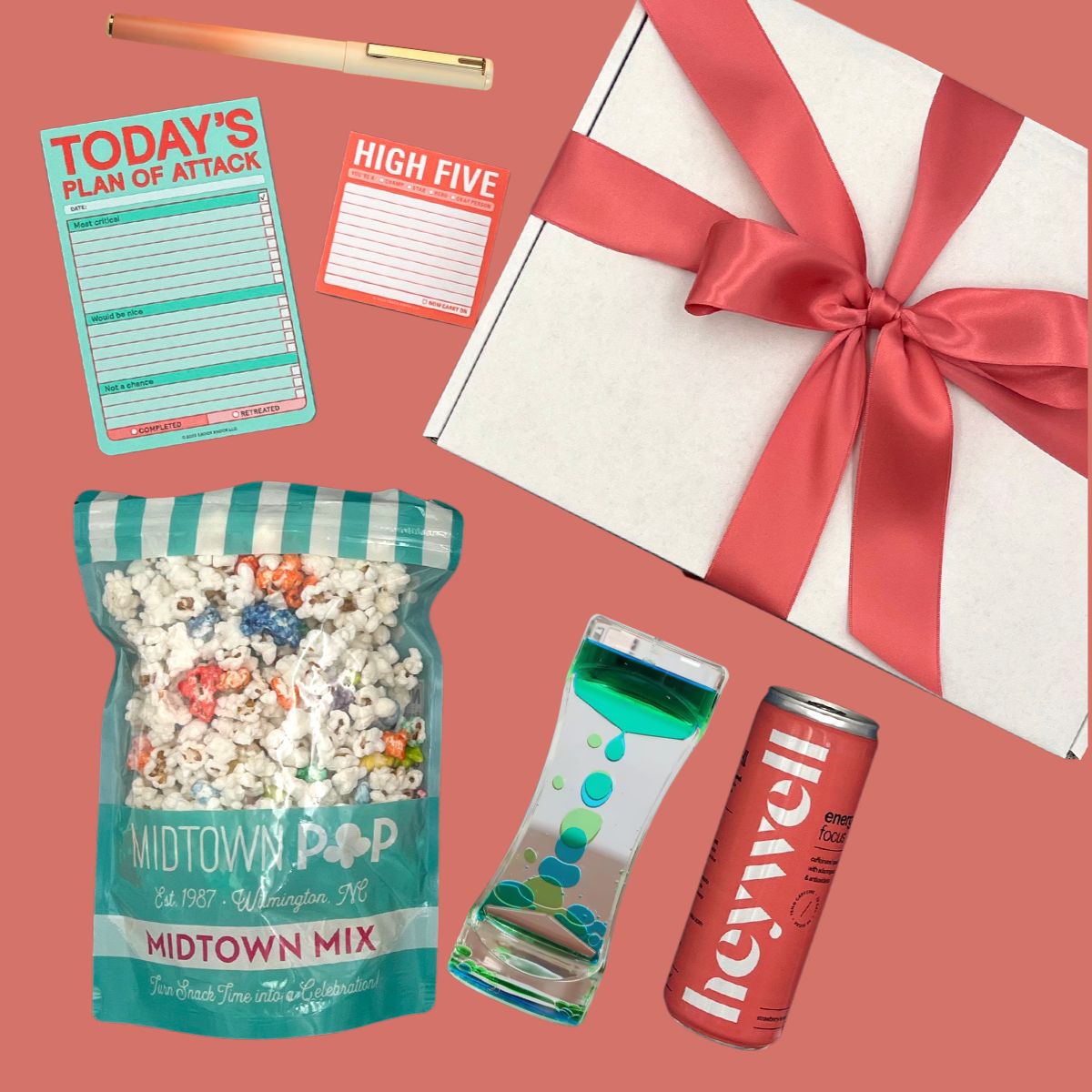 Desk essentials and treats gift box for finals, deadlines, or busy workdays