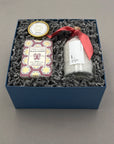 Gift set with spa products in a blue box on a gray background