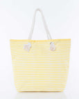 Yellow striped tote with rope handles