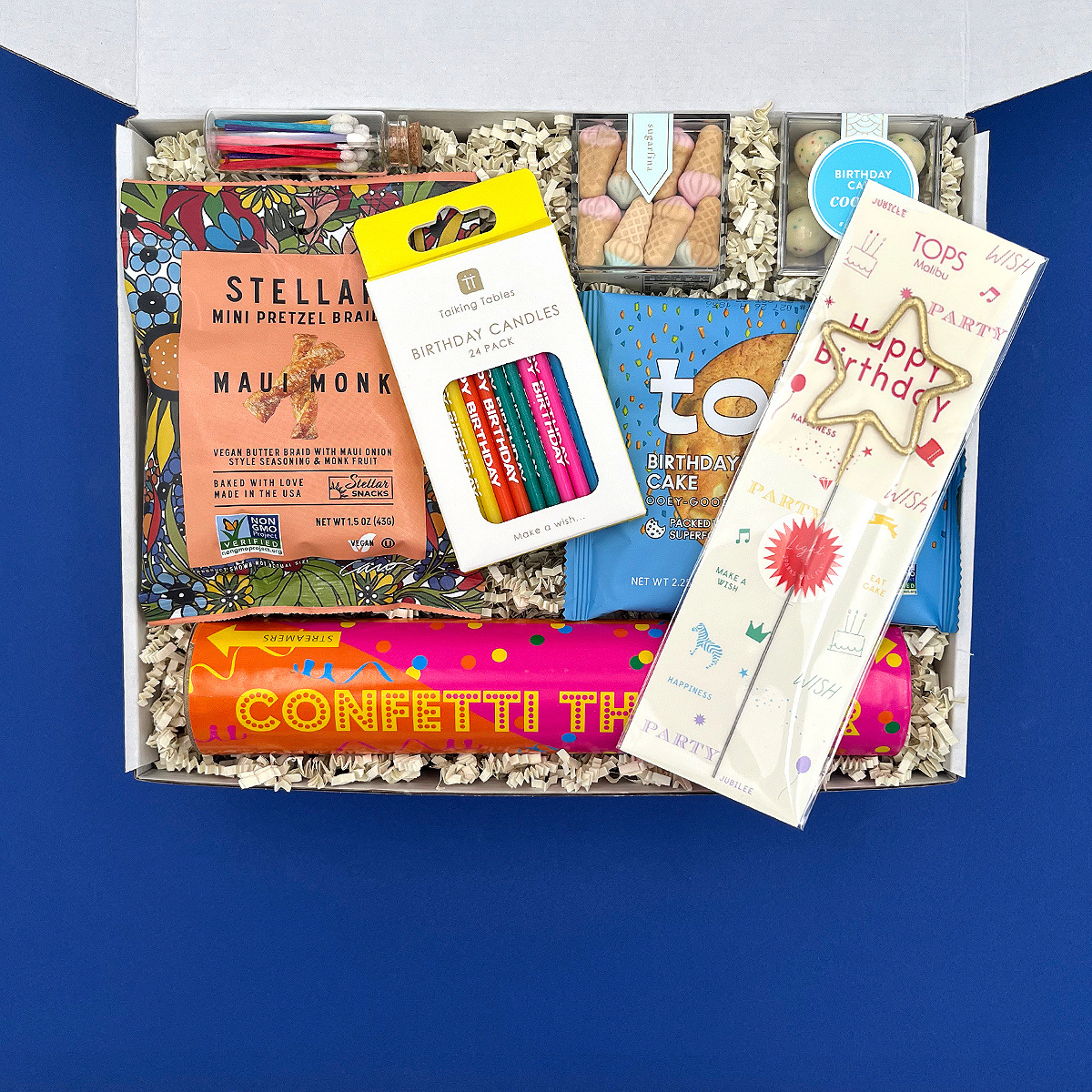 College care package birthday celebration gift box.