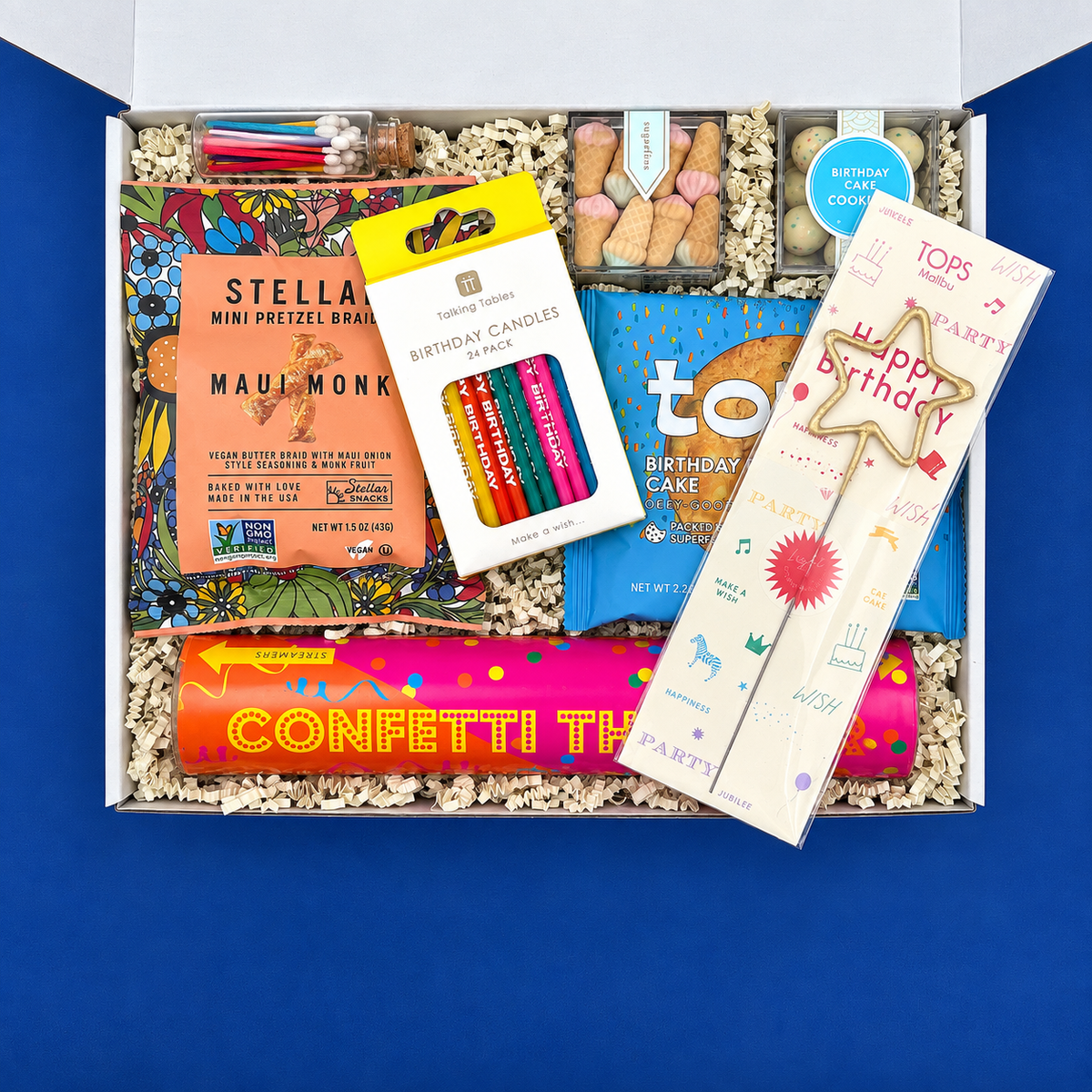 College care package birthday celebration gift box.