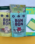 Exam Cram Kit finals week gift box with signature sticker and handwritten note card for college students