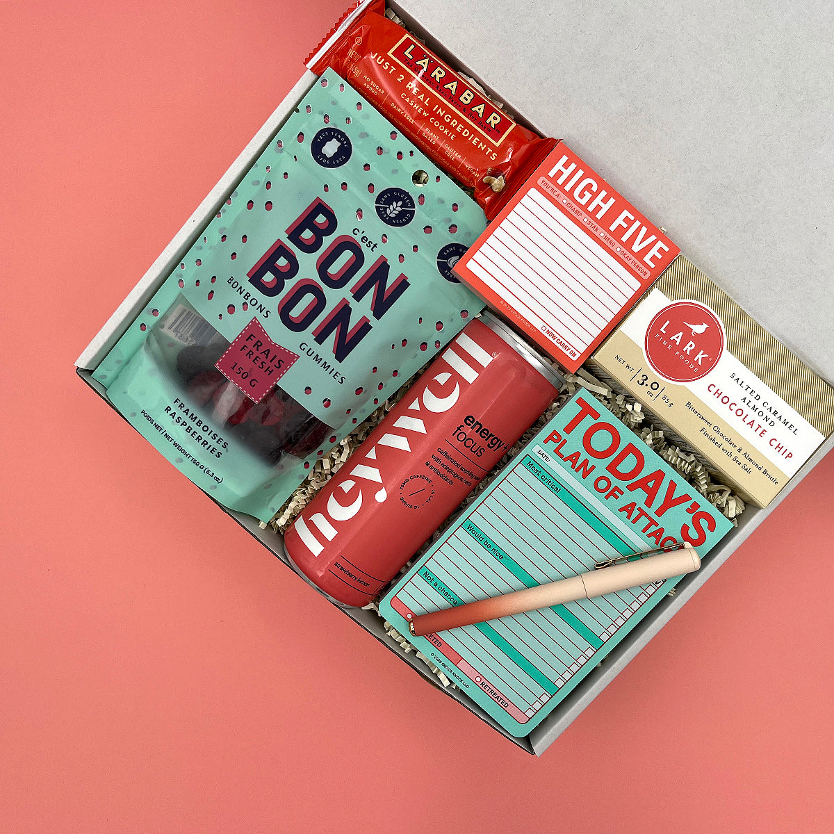 High Five Kit productivity gift box with signature sticker and handwritten note card