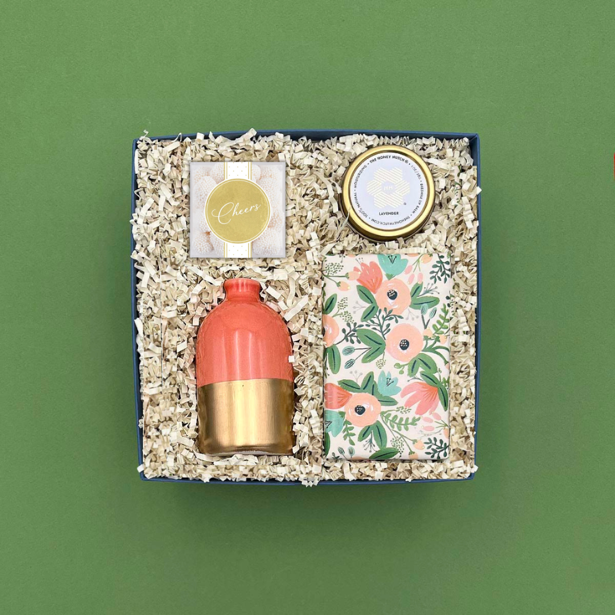 Thoughtful gift box for birthdays, housewarmings, or “just because” with vase, cookies, lip balm, and gummies