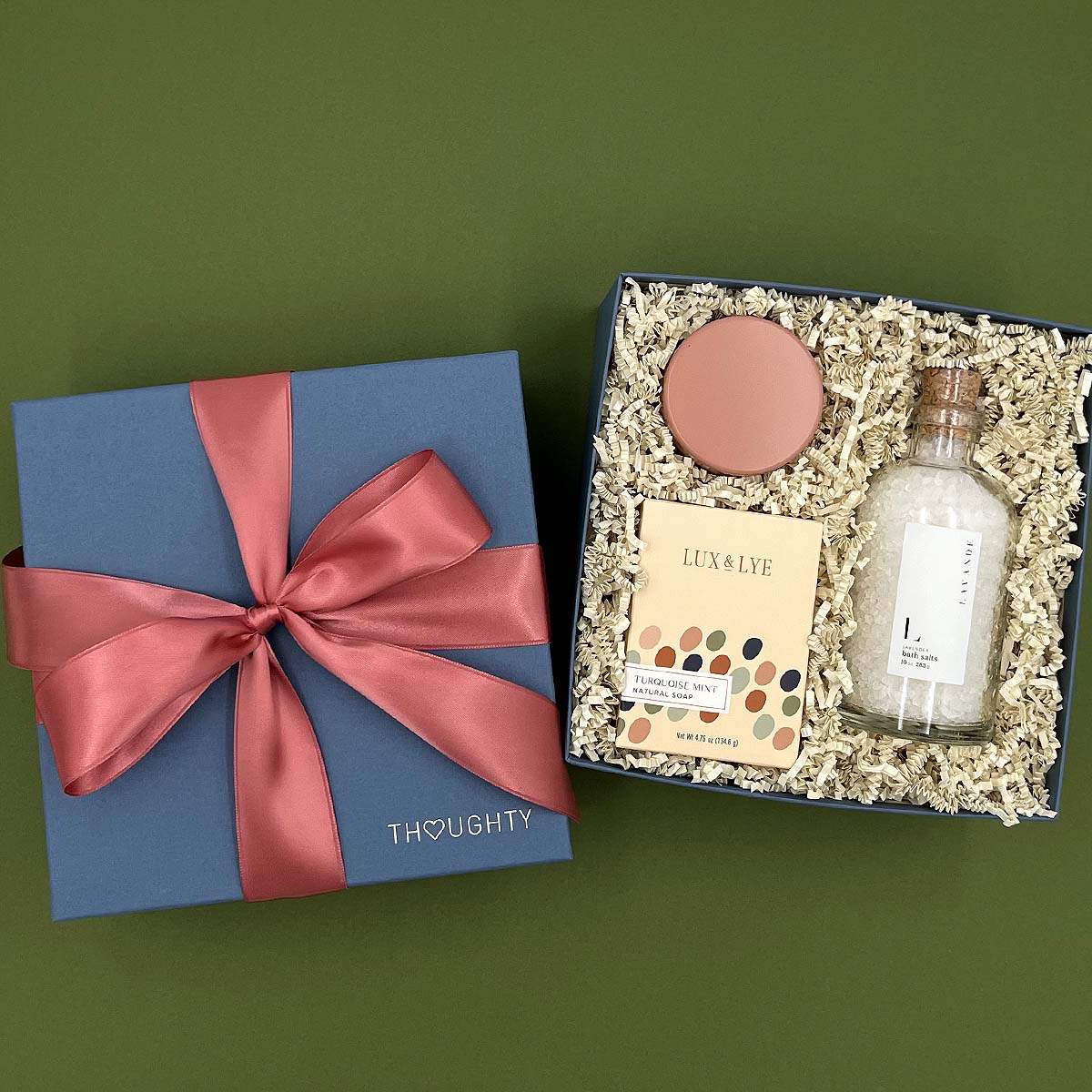 Thoughty gift box with spa products.