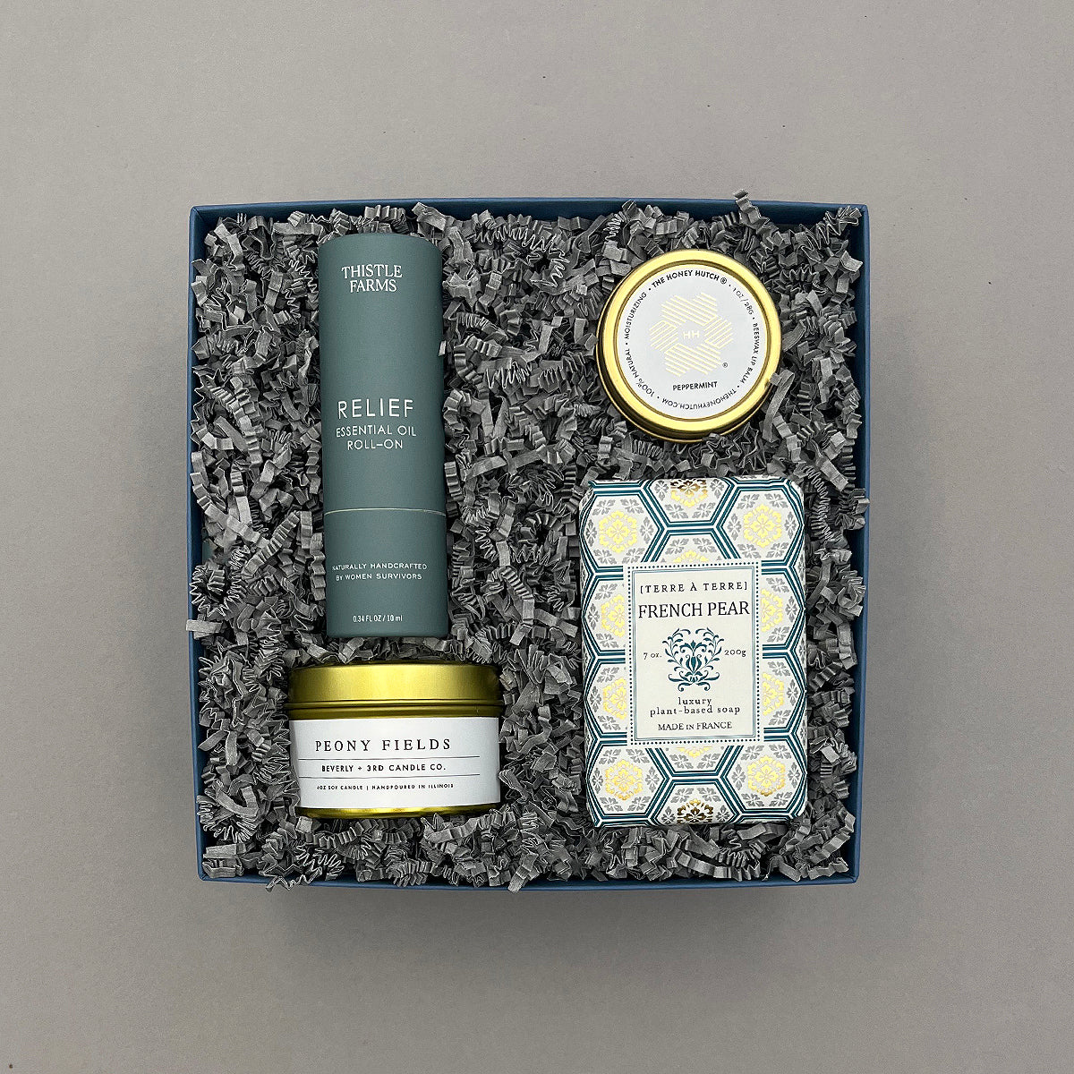 Spa-inspired self-care gift box featuring calming scents and soothing treats